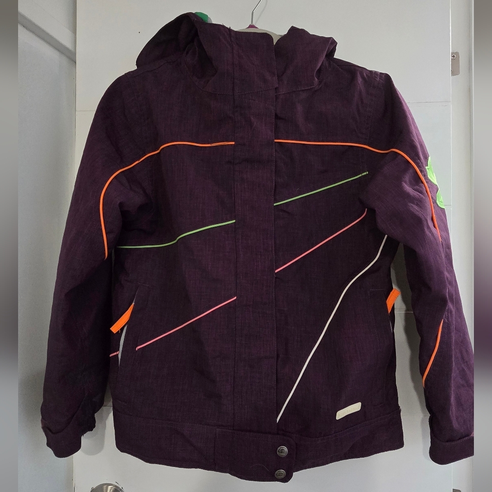 Paul Frank Girls Purple Snowboarding Hooded Jacket Medium
